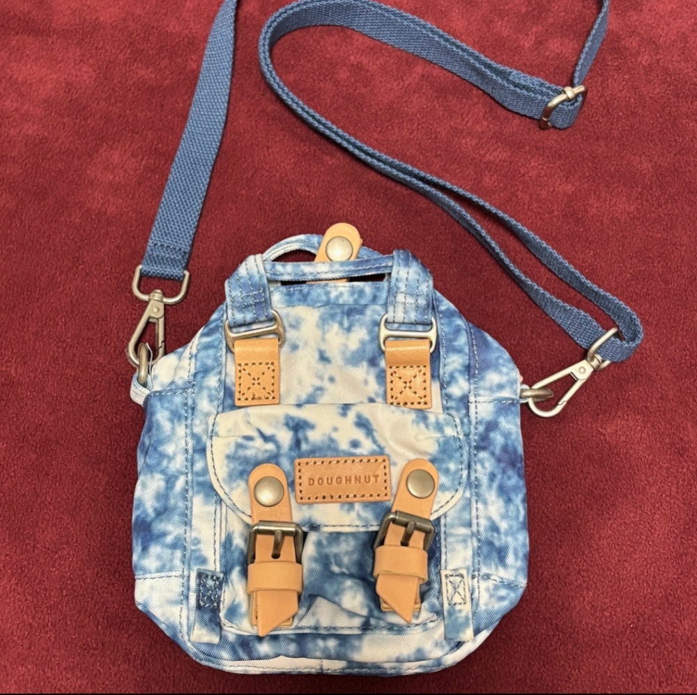 Doughnut Macaroon Tiny Crossbody Bag- Blue Tie Dye